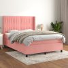Box spring postelja z vzmetnico roza 140x200 cm žamet