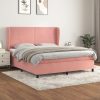 Box spring postelja z vzmetnico roza 160x200 cm žamet
