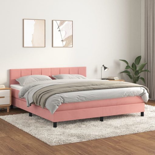Box spring postelja z vzmetnico roza 160x200 cm žamet
