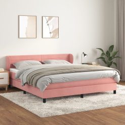 Box spring postelja z vzmetnico roza 160x200 cm žamet