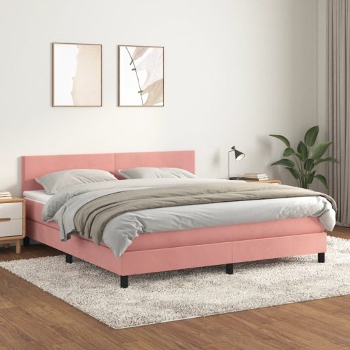 Box spring postelja z vzmetnico roza 180x200 cm žamet