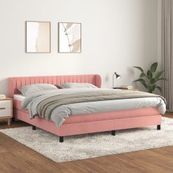 Box spring postelja z vzmetnico roza 180x200 cm žamet