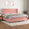 Box spring postelja z vzmetnico roza 200x200 cm žamet