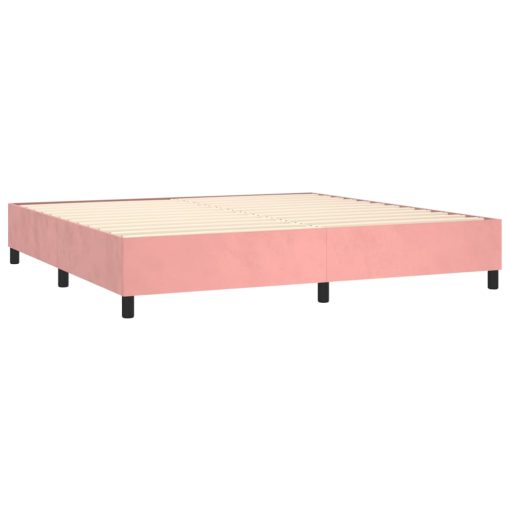 Box spring postelja z vzmetnico roza 200x200 cm žamet - Image 4