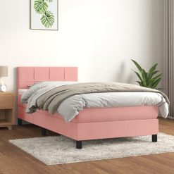 Box spring postelja z vzmetnico roza 90x190 cm žamet