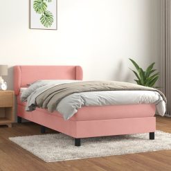 Box spring postelja z vzmetnico roza 90x200 cm žamet