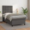Box spring postelja z vzmetnico siv 90x190 cm umetno usnje