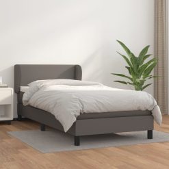 Box spring postelja z vzmetnico siv 90x190 cm umetno usnje
