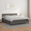 Box spring postelja z vzmetnico siva 180x200 cm umetno usnje