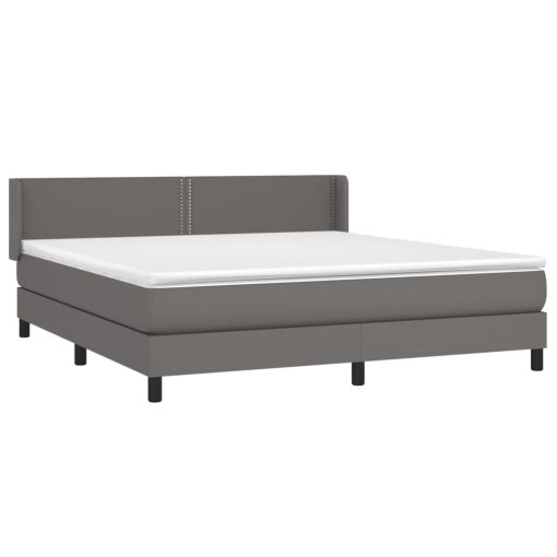 Box spring postelja z vzmetnico siva 180x200 cm umetno usnje - Image 3