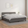 Box spring postelja z vzmetnico siva 180x200 cm umetno usnje