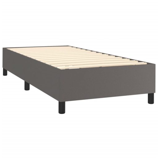 Box spring postelja z vzmetnico siva 80x200 cm umetno usnje - Image 4