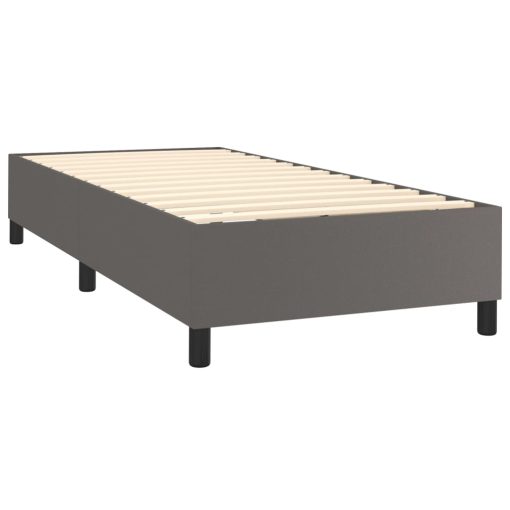 Box spring postelja z vzmetnico siva 90x200 cm umetno usnje - Image 4