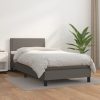 Box spring postelja z vzmetnico siva 90x200 cm umetno usnje