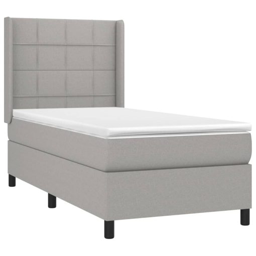 Box spring postelja z vzmetnico svetlo siv 100x200 cm blago - Image 3