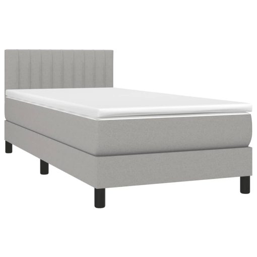 Box spring postelja z vzmetnico svetlo siv 100x200 cm blago - Image 3