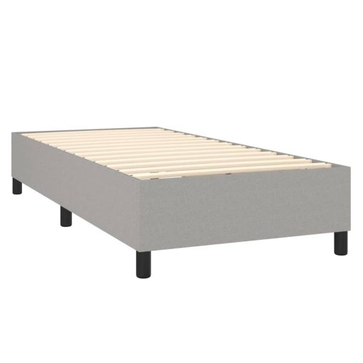 Box spring postelja z vzmetnico svetlo siv 100x200 cm blago - Image 4