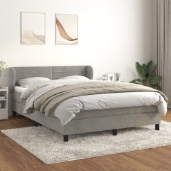 Box spring postelja z vzmetnico svetlo siv 140x190 cm žamet