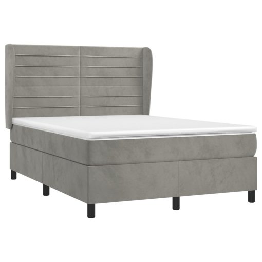 Box spring postelja z vzmetnico svetlo siv 140x190 cm žamet - Image 3