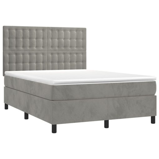 Box spring postelja z vzmetnico svetlo siv 140x190 cm žamet - Image 3