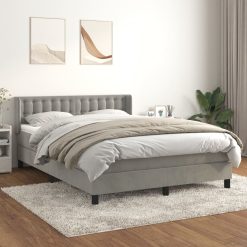 Box spring postelja z vzmetnico svetlo siv 140x190 cm žamet