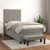 Box spring postelja z vzmetnico svetlo siv 90x190 cm žamet
