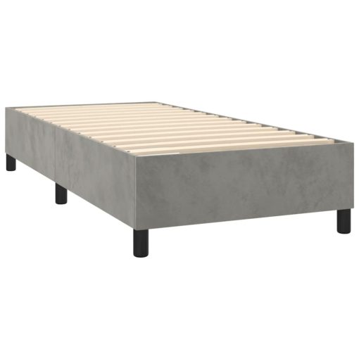 Box spring postelja z vzmetnico svetlo siva 100x200 cm žamet - Image 4