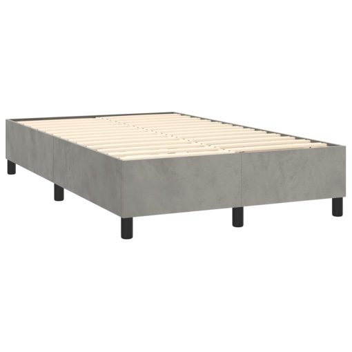 Box spring postelja z vzmetnico svetlo siva 120x200 cm žamet - Image 4