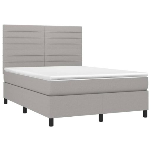 Box spring postelja z vzmetnico svetlo siva 140x200 cm blago - Image 3