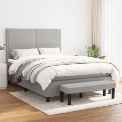 Box spring postelja z vzmetnico svetlo siva 140x200 cm blago