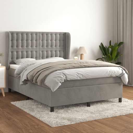 Box spring postelja z vzmetnico svetlo siva 140x200 cm žamet