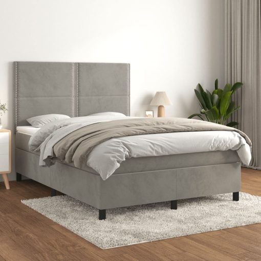 Box spring postelja z vzmetnico svetlo siva 140x200 cm žamet