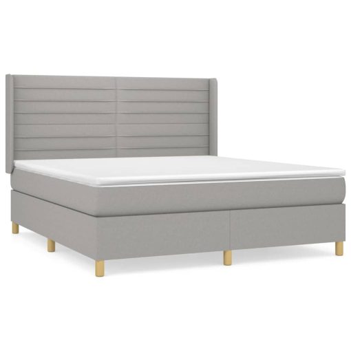 Box spring postelja z vzmetnico svetlo siva 160x200 cm žamet - Image 2