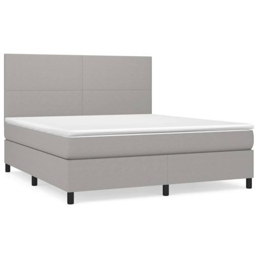 Box spring postelja z vzmetnico svetlo siva 160x200 cm žamet - Image 2