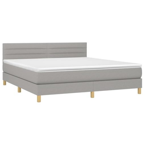 Box spring postelja z vzmetnico svetlo siva 160x200 cm žamet - Image 3