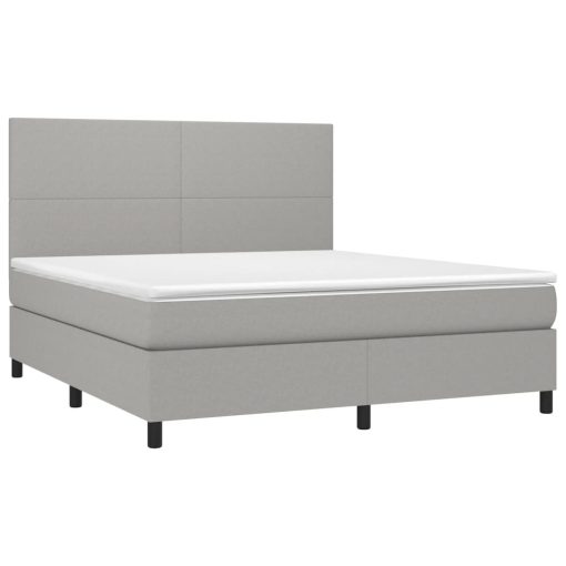 Box spring postelja z vzmetnico svetlo siva 160x200 cm žamet - Image 3