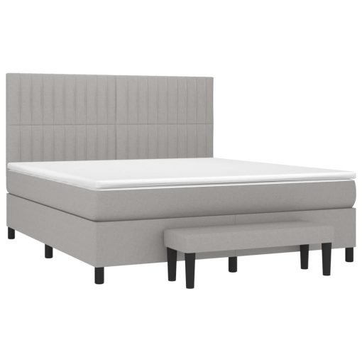 Box spring postelja z vzmetnico svetlo siva 160x200 cm žamet - Image 3