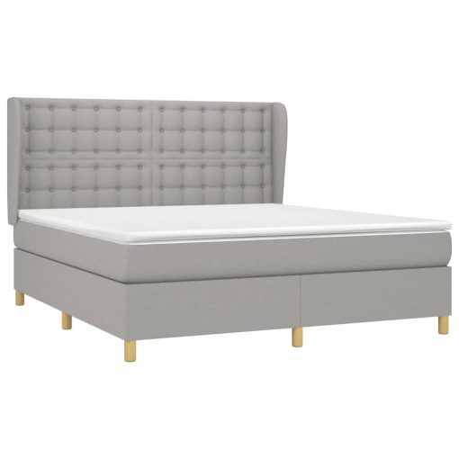 Box spring postelja z vzmetnico svetlo siva 160x200 cm žamet - Image 3