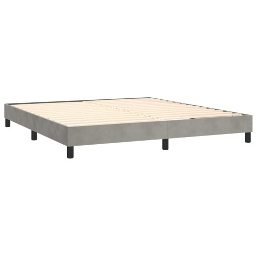 Box spring postelja z vzmetnico svetlo siva 160x200 cm žamet - Image 4