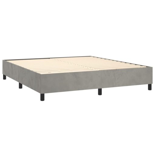 Box spring postelja z vzmetnico svetlo siva 160x200 cm žamet - Image 4