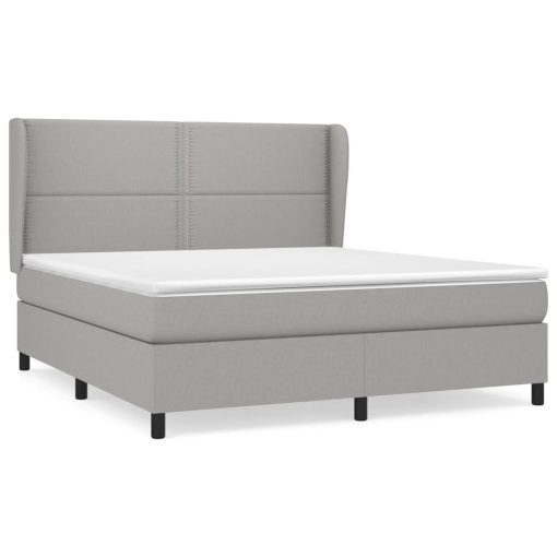 Box spring postelja z vzmetnico svetlo siva 180x200 cm blago - Image 2