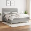 Box spring postelja z vzmetnico svetlo siva 180x200 cm blago