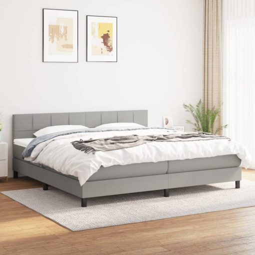 Box spring postelja z vzmetnico svetlo siva 180x200 cm blago