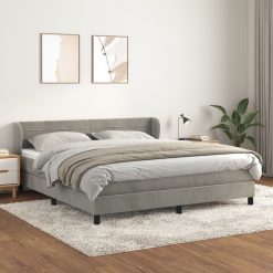 Box spring postelja z vzmetnico svetlo siva 180x200 cm žamet