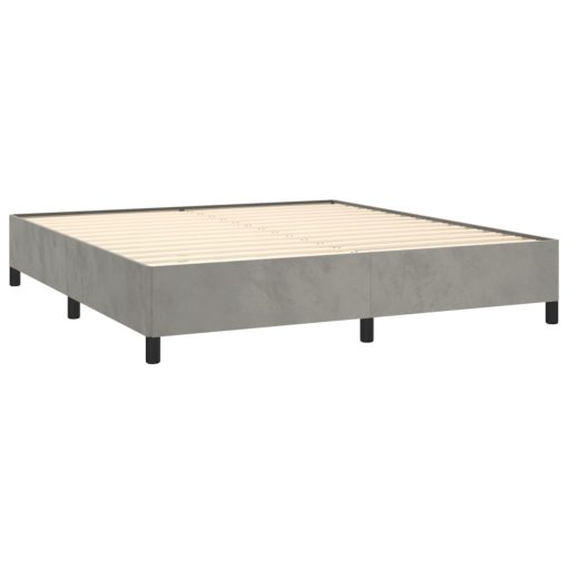 Box spring postelja z vzmetnico svetlo siva 180x200 cm žamet - Image 4