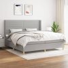 Box spring postelja z vzmetnico svetlo siva 200x200 cm blago