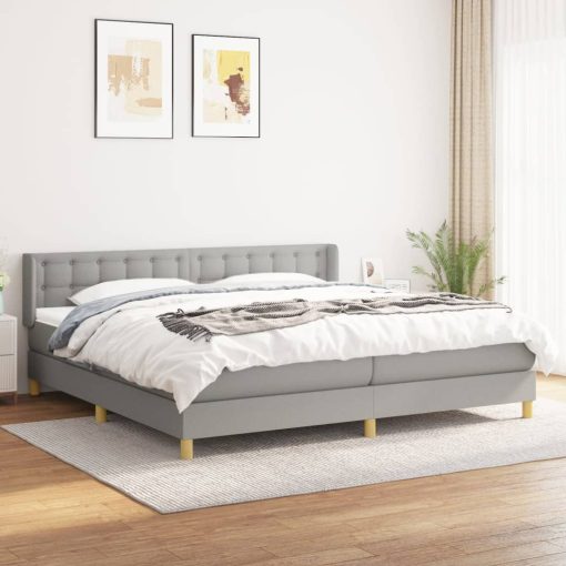 Box spring postelja z vzmetnico svetlo siva 200x200 cm blago