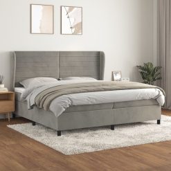 Box spring postelja z vzmetnico svetlo siva 200x200 cm žamet