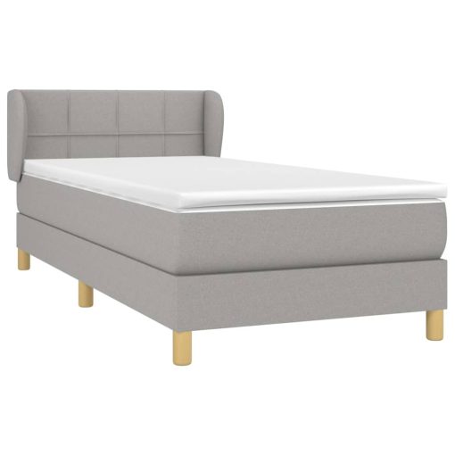 Box spring postelja z vzmetnico svetlo siva 80x200 cm blago - Image 3