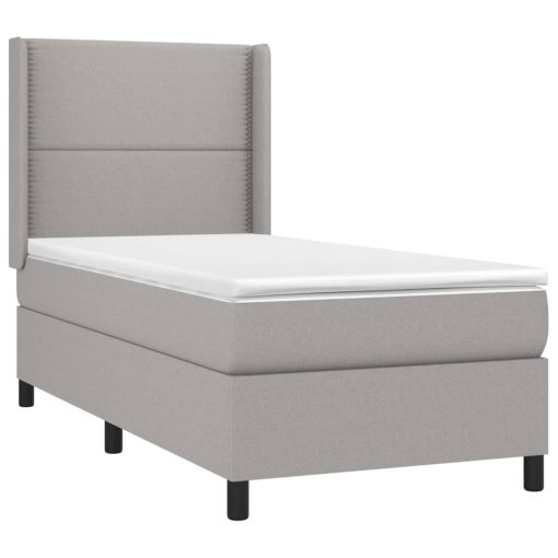 Box spring postelja z vzmetnico svetlo siva 80x200 cm blago - Image 3